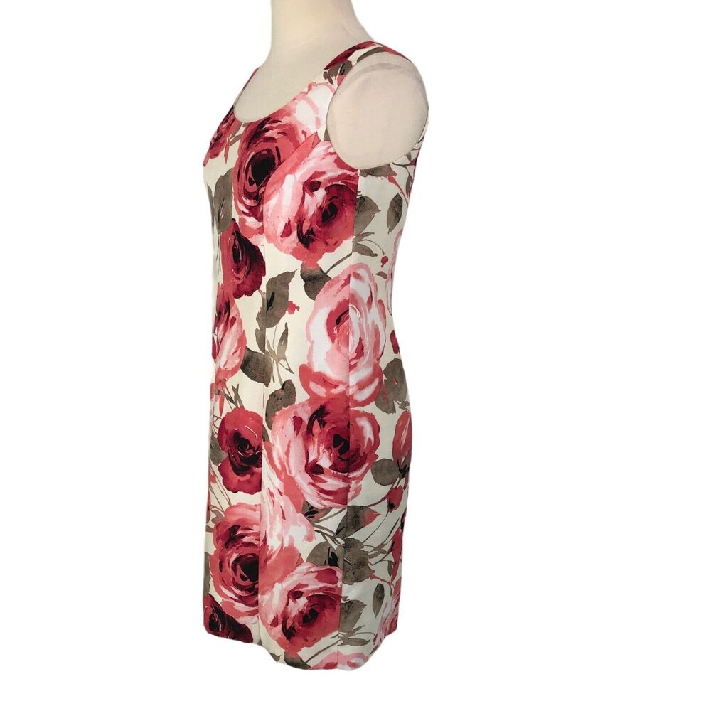 Alex Marie Career Sheath Dress Lined Knee Length Boat Neck Sleeveless 6P Floral - Picture 7 of 11